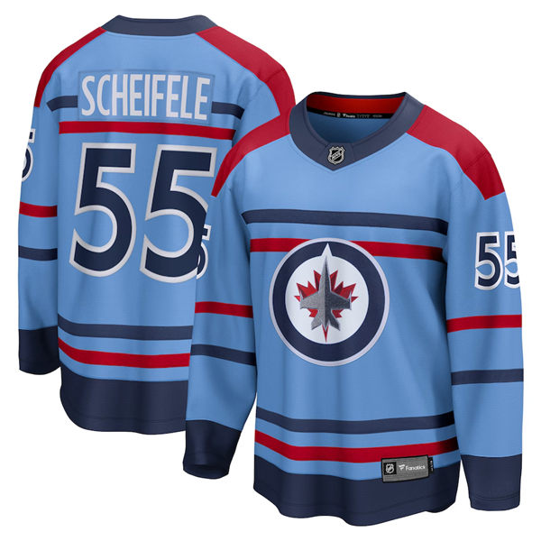 Men's Winnipeg Jets #55 Mark Scheifele Fanatics Light Blue Anniversary Premier Jersey